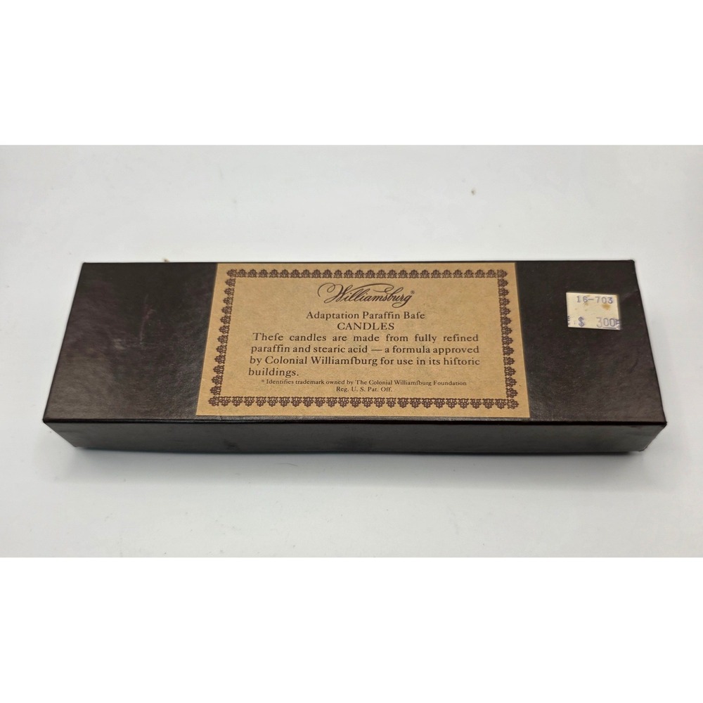 Colonial Williamsburg Adaptation Paraffin Base Taper Candles Vintage Boxed